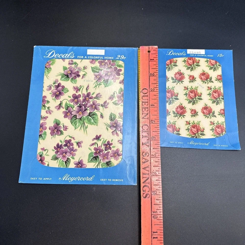 1950s Meyercord Decals Flowers Small And Extra Small (lot Of 2)
